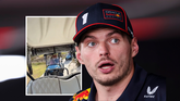 Max Verstappen zet met zijn golfkar een bijzondere inhaalactie in. ©Getty Images en Instagram
