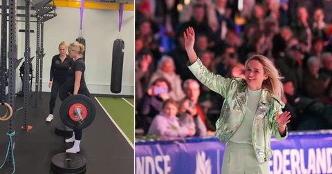 Irene Schouten werkt zich ondanks zwangere buik in het zweet: 'Daar zijn we weer'