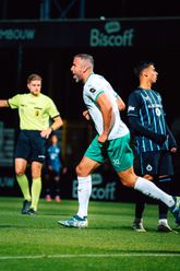 Ralf Seuntjens gaat uit zijn plaat na treffer voor Lommel SK. ©Lommel SK.