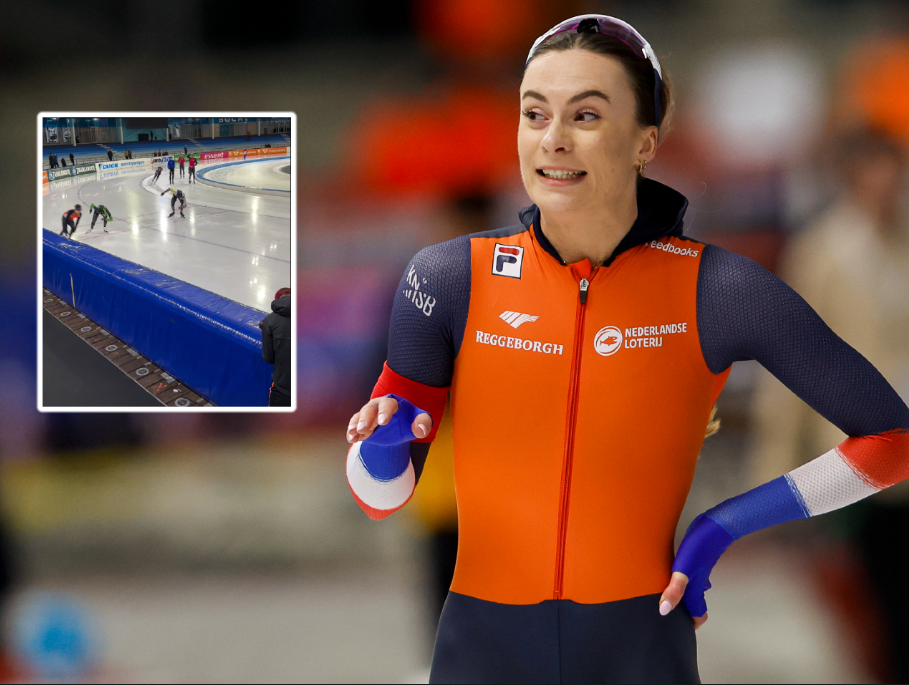 Geplaagde schaatsster Femke Kok deelt opmerkelijk beeld uit Thialf: 'Gelukkig is er niemand gevallen'