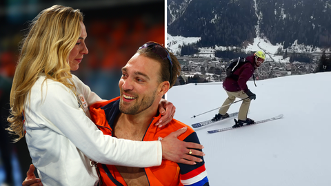 Kjeld Nuis keert plots terug naar oude liefde in de sneeuw tot hilariteit van Joy Beune: 'Ik heb mijn roeping gemist'