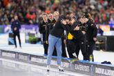 Thomas Krol bij zijn afscheid in Thialf in tranen. "Het was heel emotioneel en heftig." ©Getty Images