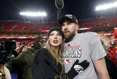 Taylor Swift en Travis Kelce. Getty Images