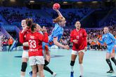 Nederland tegen de Deense handbalsters op de Olympische Spelen in 2024 © Getty Images