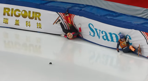 Olympisch shorttrackster Michelle Velzeboer komt ten val en ziet geschiedenis zich herhalen