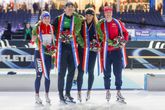 Joy Beune, Jenning de Boo, Jutta Leerdam en Beau Snellink zijn gewoon aanwezig in Thialf. © Pro Shots