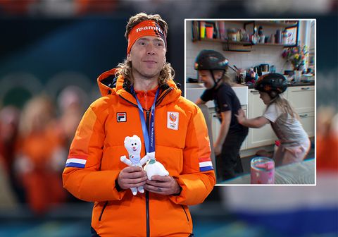 Mooie beelden: zoontje (7) van Jorrit Bergsma jaagt olympische droom in andere discipline na
