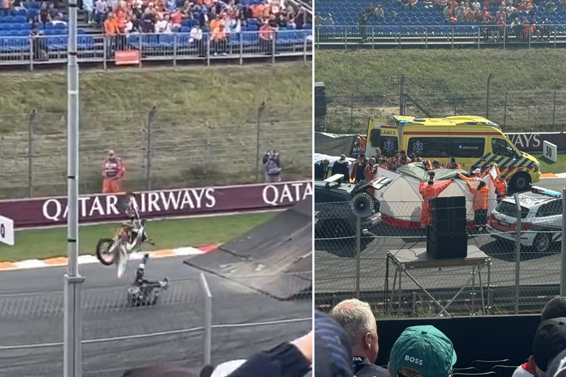 Motorstunt op Circuit Zandvoort gaat gruwelijk mis: coureur per ambulance afgevoerd