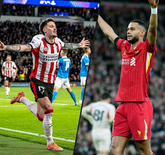 Dennis Man en Cody Gakpo. ©Getty Images, Pro Shots, beeldbewerking Sportnieuws.nl.