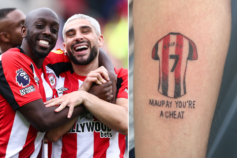 Brentford-fan zet tattoo van Neal Maupay: 'Oh mijn god, hij heeft het echt gedaan'