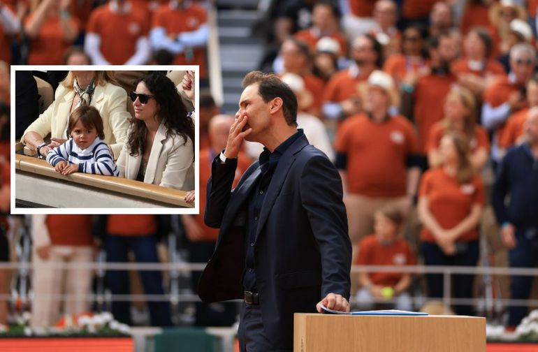 Tennislegende Rafael Nadal in tranen bij groots afscheid op Roland Garros, zijn vrouw en ouders kijken vol emoties toe