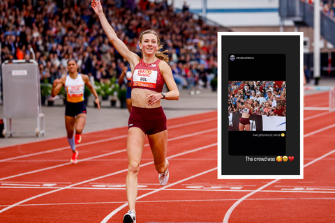 Topatlete Femke Bol maakt bijzondere selfie: 'Het was mijn eerste keer'