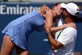 Petra Kvitova met haar man Jiri Vanek op de US Open na de laatste partij uit haar carrière. © Getty Images