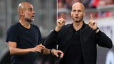 Pep Guardiola en Paul Simonis. ©Getty Images, beeldbewerking Sportnieuws.nl.