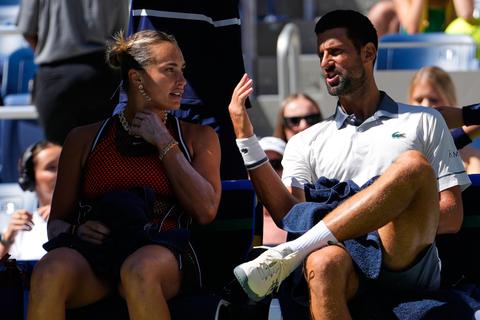 Tenniskoppel Aryna Sabalenka en Novak Djokovic loopt al snel tegen domper aan op US Open