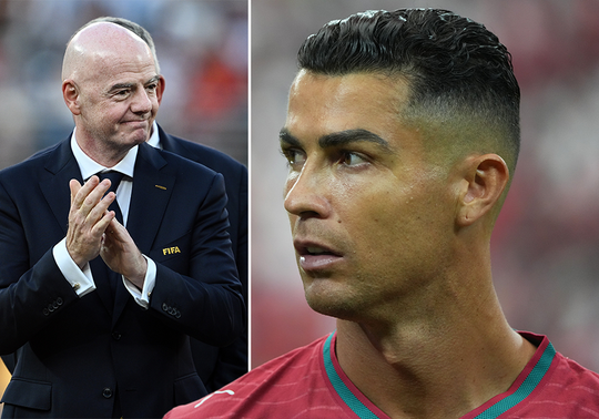 Cristiano Ronaldo gaat viraal met veelzeggende reactie op FIFA-baas Gianni Infantino