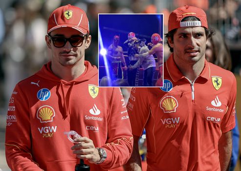 Carlos Sainz verrast Ferrari-collega Charles Leclerc door hem bij intiem lichaamsdeel te grijpen