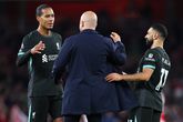 Virgil van Dijk, Arne Slot en Mohamed Salah © Getty Images