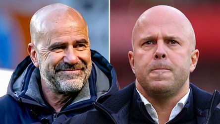 PSV-trainer Peter Bosz schaart zich achter worstelende Arne Slot: 'Je hoeft hem niet zielig te vinden'