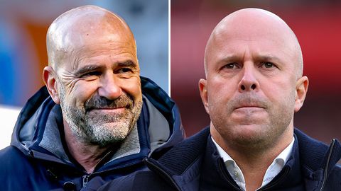 PSV-trainer Peter Bosz schaart zich achter worstelende Arne Slot: 'Je hoeft hem niet zielig te vinden'