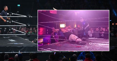 Horrorbeelden uit Engeland: worstelaar elektrocuteert eigen vader in de ring