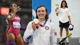 Sha'Carri Richardson, Katie Ledecky en Rayssa Leal. © Getty Images, bewerking Sportnieuws.nl