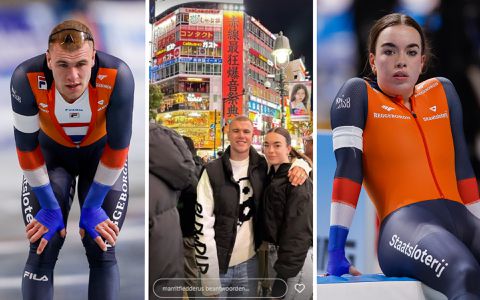 Schaatskoppel maakt romantische tussenstop voor vertrek naar volgende wereldbeker