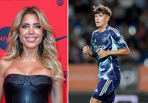 Sylvie Meis (ex-vrouw Rafael van der Vaart) verschijnt bij Ajax en knuffelt erop los