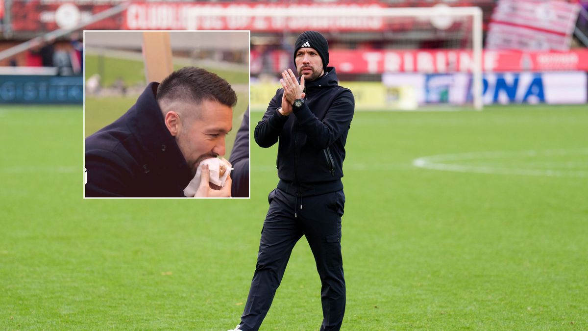 Ajax-trainer Francesco Farioli bezoekt voor het eerst oliebollenkraam: 'Ze zijn niet te eten'