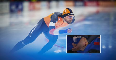Woedende Kjeld Nuis gaat door het lint en verwondt zichzelf na diskwalificatie op World Cup in Thialf
