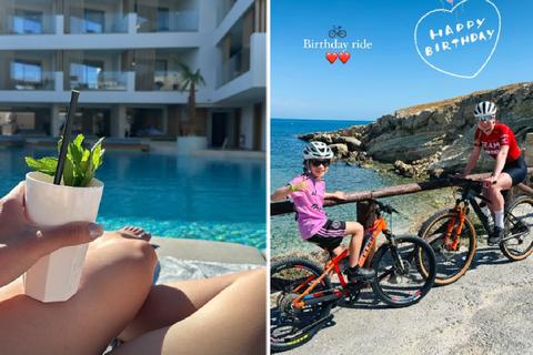 'Gefeliciteerd stinkerd': Joy Beune wordt verrast met liefst twee taarten na fietstocht met Kjeld Nuis