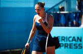Marta Kostyuk won in Madrid dankzij een bizarre service. ©Getty Images
