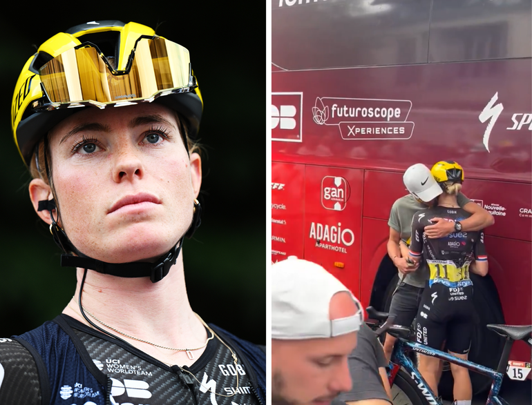 Demi Vollering barst in tranen uit bij geliefde na drama in Tour de France Femmes