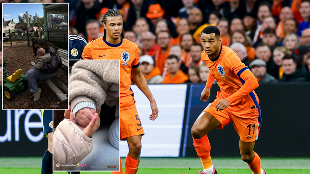 Nederlandse baby-liefde in Engeland: vriendinnen Nathan Aké en Cody Gakpo genieten samen