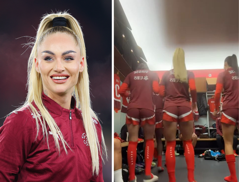 'Mooiste voetbalster ter wereld' laat fans smullen van feestelijke beelden uit kleedkamer