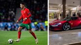 Cristiano Ronaldo en zijn auto © Getty Images/Instagram, beeldbewerking Sportnieuws.nl