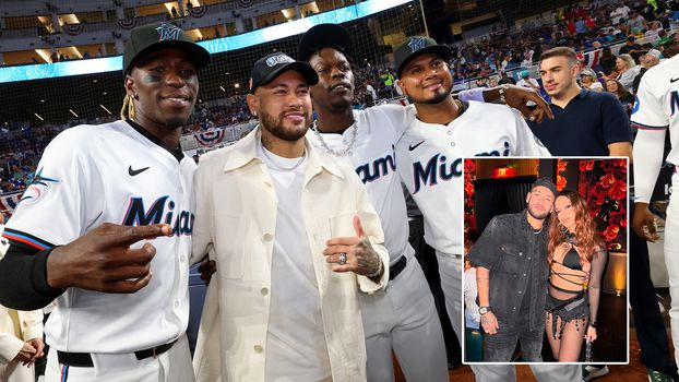 Neymar geniet in Miami: pitchen in de MLB en feest van Braziliaanse zangeres