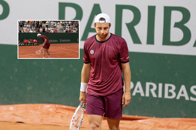 Gefrustreerde Tallon Griekspoor sloopt racket en krijgt waarschuwing op Roland Garros: 'Mijn hele leven is zwaar'