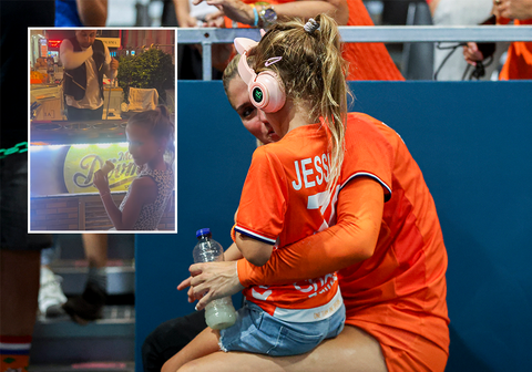 Dochtertje Estavana Polman (8) vol verbazing na bijzondere verrassing op familievakantie