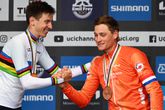 Mathieu van der Poel (derde) moest zijn meerdere erkennen in wereldkampioen Tadej Pogacar. ©Getty Images