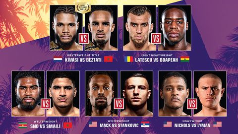 TV-gids: zo kijk je live naar Glory Underground Miami met Chico Kwasi vs Tyjani Beztati 2