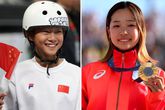 Yoshizawa Coco is 14 jaar en pakte goud in Parijs, Zhen Haohao is met 11 jaar de jongste deelnemer aan de Olympische Spelen. © Getty Images