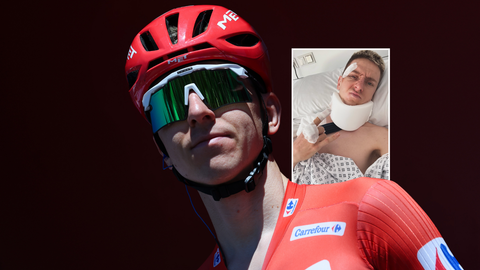 Onfortuinlijke Tadej Pogacar reageert met knipoog vanuit ziekenhuis op zware val in Vuelta