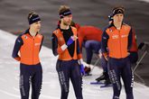 Mats Stoltenborg (links) tijdens een training met Jorrit Bergsma en Beau Snellink. ©Getty Images