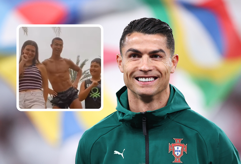Cristiano Ronaldo geniet van familiebezoek en baart opzien met losse heupjes