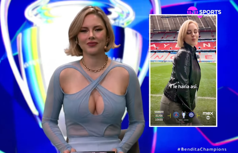 Presentatrice met gewaagde outfit slaat weer toe en twerkt in stadion van Champions League-finale
