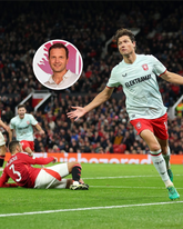 Sam Lammers zette FC Twente op 1-1 bij Manchester United. ©Getty Images, beeldbewerking Sportnieuws.nl.