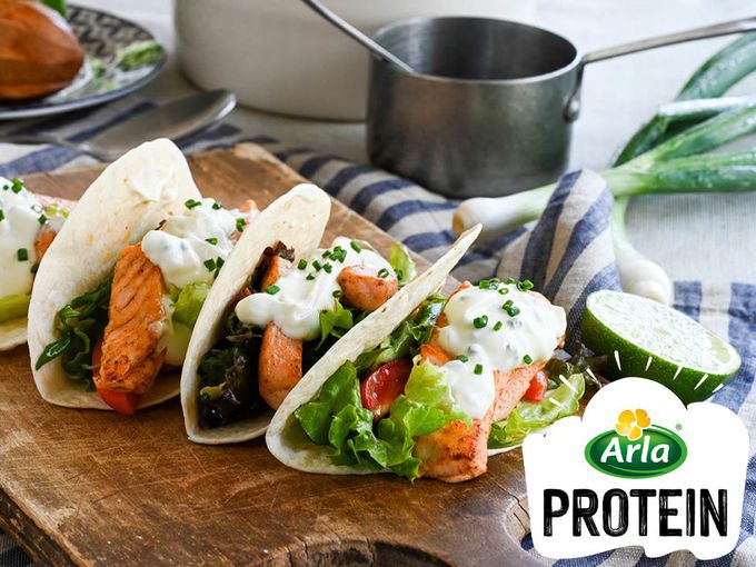 Такоси със сьомга и котидж Arla Protein®