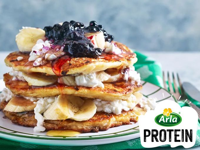 Протеинови палачинки с банани и сирене котидж Arla® Protein