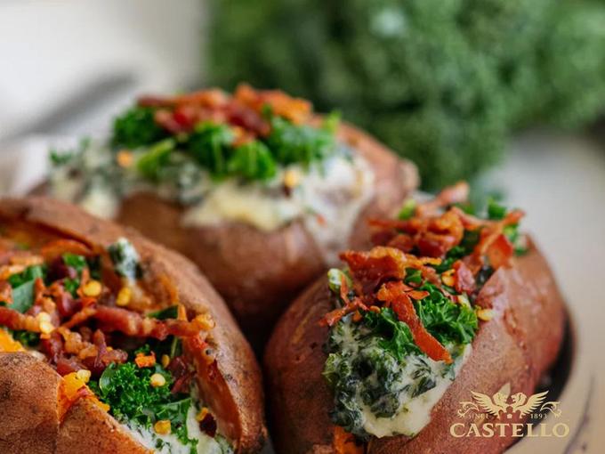 Пълнени сладки картофи с Castello® Havarti